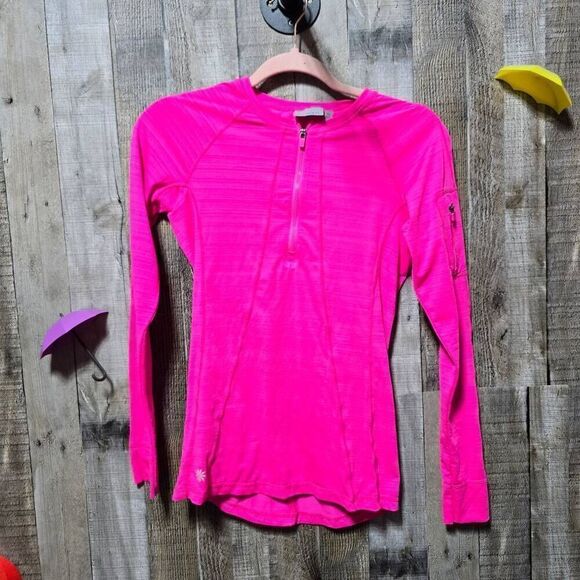 ATHLETA Hot Stretch Knit  PINK 1/4-Zip Athletic Base Layer Top - Picture 1 of 6